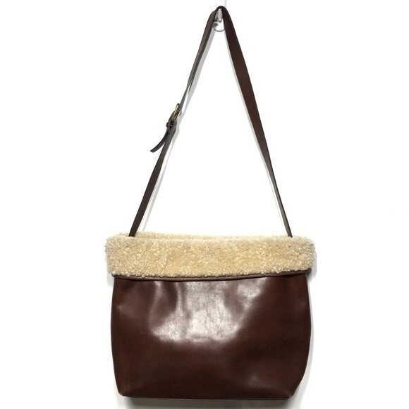Jennifer Graham Sherpa Lined Leather Shoulder Bag - Picture 3 of 16